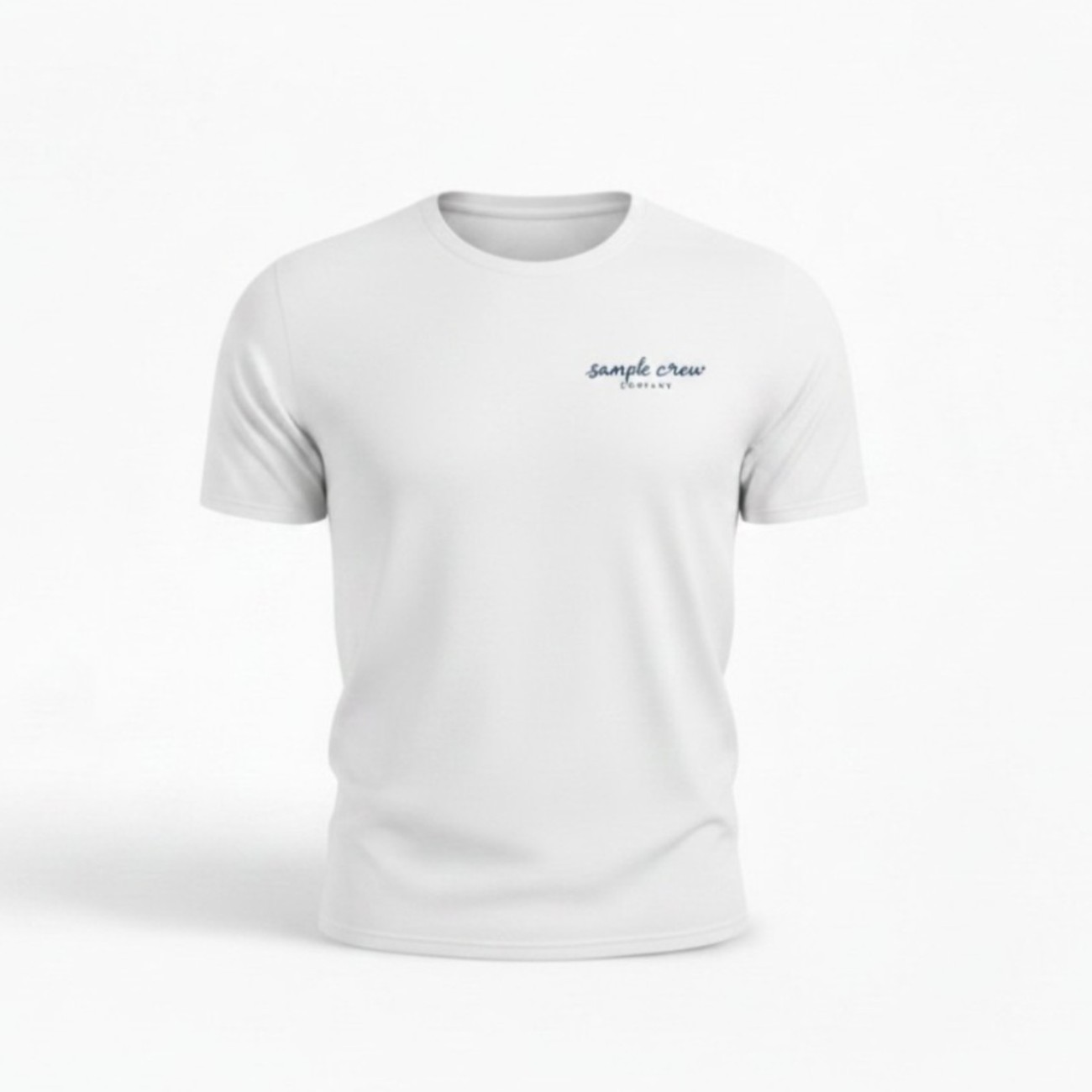 Crew Tee — white short-sleeve t-shirt with Sample Crew Company logo on chest
